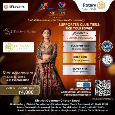 Rotary District 3141 Presents the Grand Finale of TRF Events: 1 Million Dollar Style Night