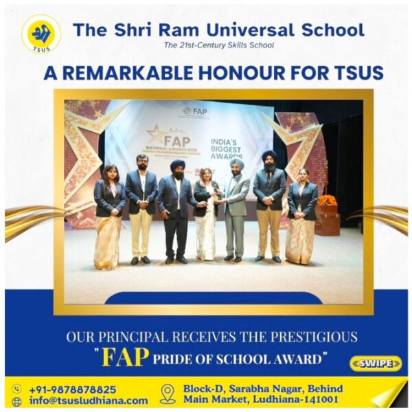 The Shri Ram Universal School, Ludhiana, Ranked #1 in Punjab and Among India’s Top 10 in Cfore 2025 School Survey