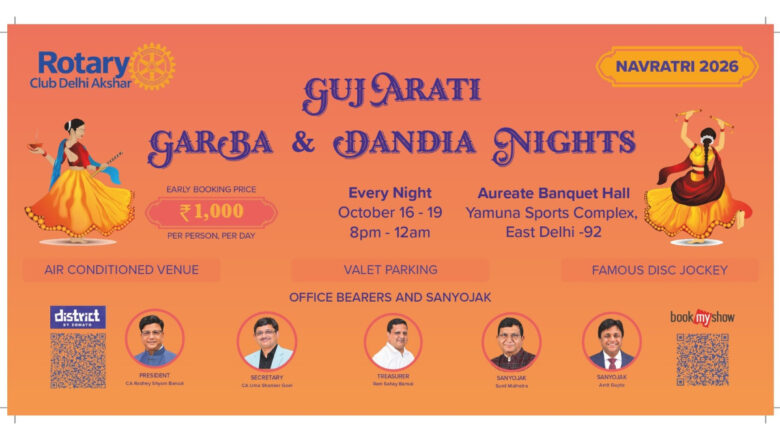 Rotary Club Delhi Akshar Brings Four-Day Gujarati Garba and Dandiya Celebration to East Delhi